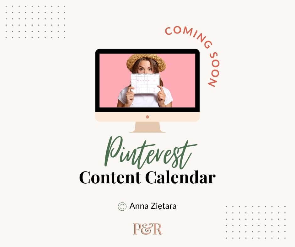 Grafika przedstawiająca ofertę content kalendarza do Pinteresta.