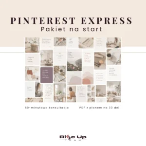 Pinterest Express Pakiet na start – grafika produktu Rise Up Team z konsultacją i PDF-em z planem działań na 30 dni